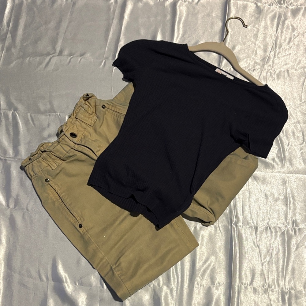 GB girls Black Top and Tan Pants Set
